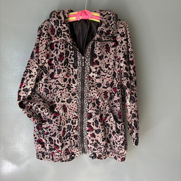 Unique WOMEN'S XL Animal Print Lavender Purple Zip Jacket Hooded Asian Cotton - Picture 5 of 16